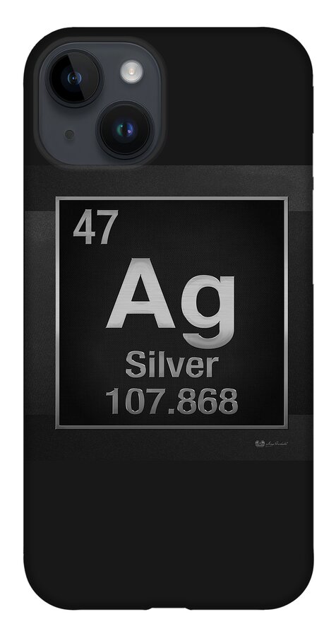 'the Elements' Collection By Serge Averbukh iPhone Case featuring the digital art Periodic Table of Elements - Silver - Ag - Silver on Black by Serge Averbukh