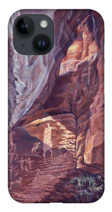 Landscape iPhone 14 Case featuring the painting Petroglyph Circus by Page Holland