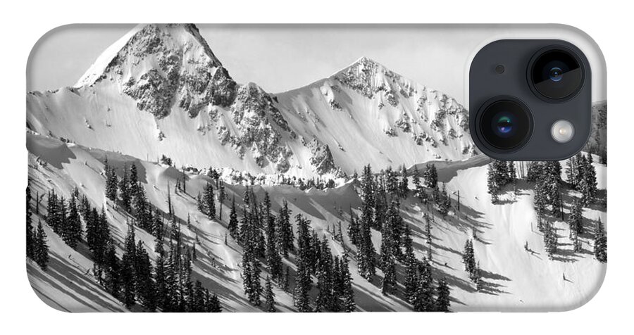 Black And White iPhone 14 Case featuring the photograph Pfeifferhorn - Little Cottonwood Canyon by Brett Pelletier