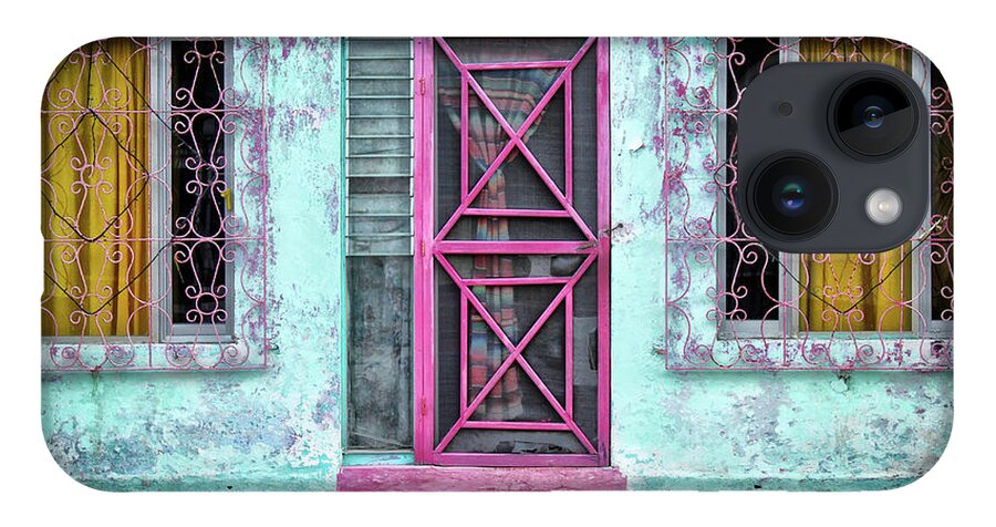 Isla Mujeres iPhone 14 Case featuring the photograph Pink Doors by Becqi Sherman