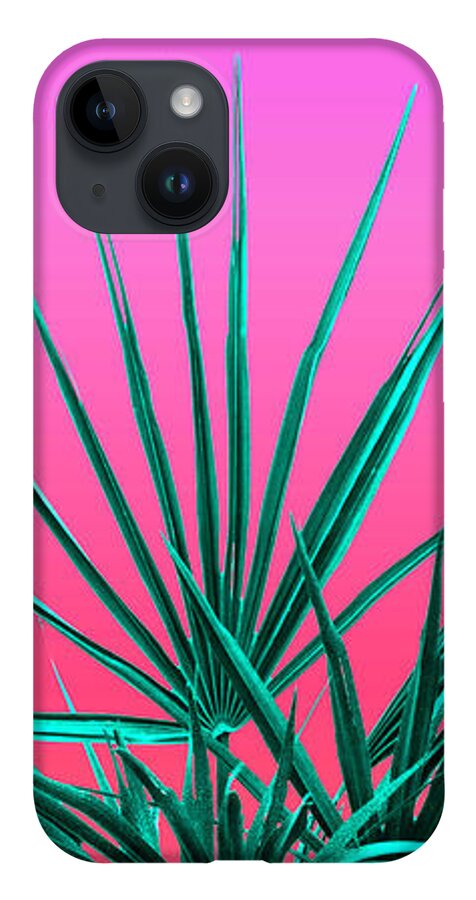 Vaporwave iPhone Case featuring the photograph Pink Palm Life - Miami Vaporwave by Jennifer Walsh