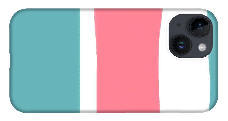 Pink White Blue iPhone 14 Case featuring the painting Pink White Blue 2 by Bonnie Bruno