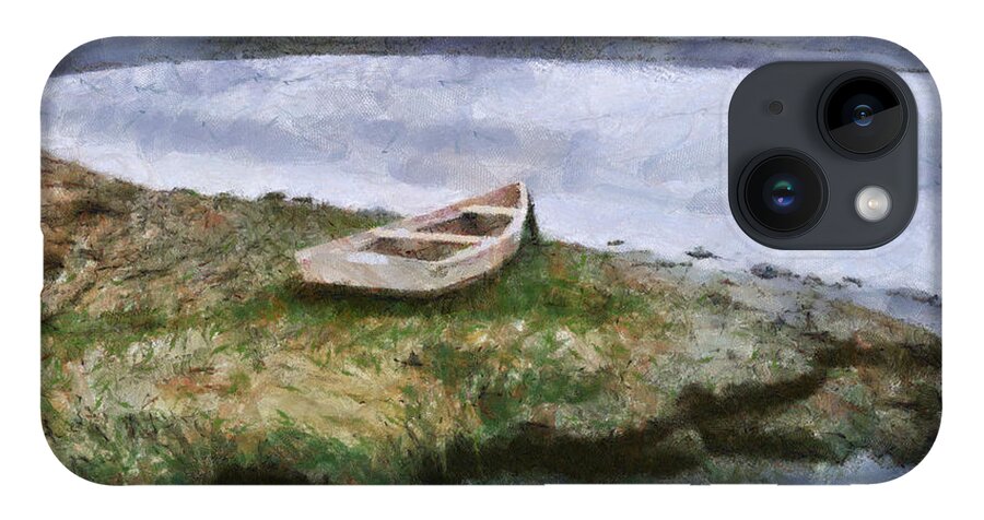 Boat Lake Water Painting Ocean Marsh Fishing Nature Pond iPhone 14 Case featuring the painting Pnrf0503 by Henry Butz