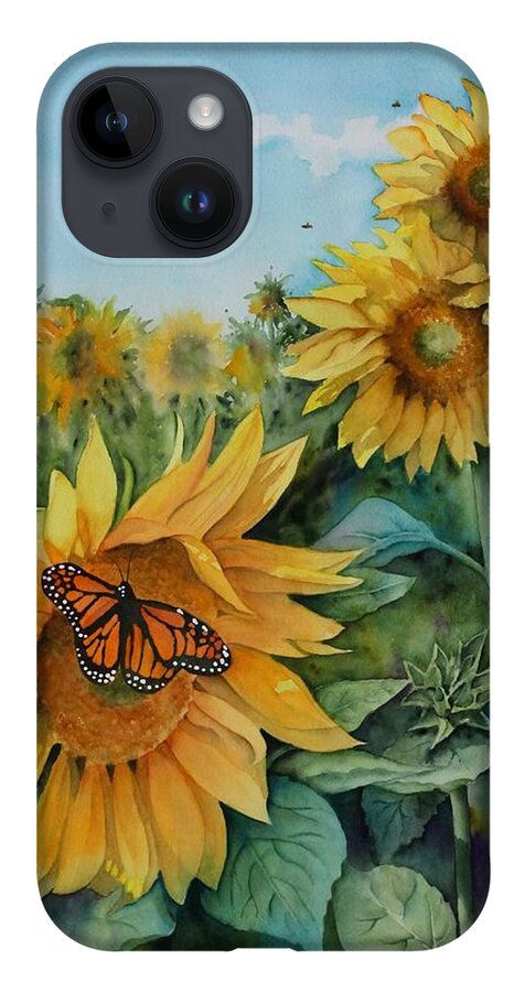 Sunflowers iPhone Case featuring the painting Pollinators by Kelly Miyuki Kimura