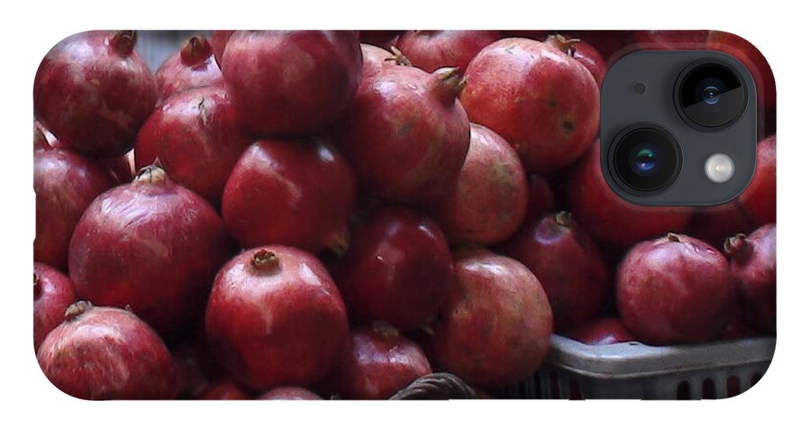 Pomegranates iPhone 14 Case featuring the photograph Pomegranates at Jerusalem's Old City Market by Brian Tada
