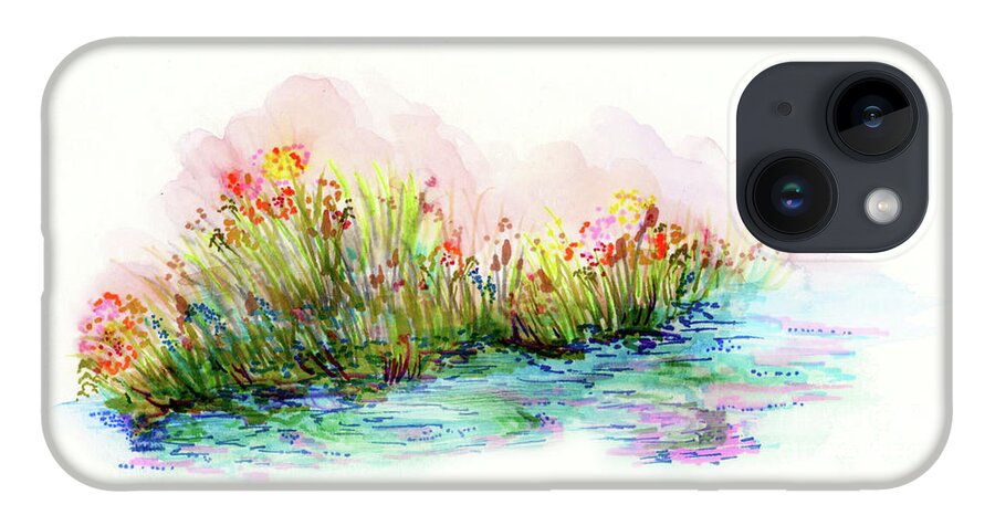 Pond iPhone 14 Case featuring the painting Sunrise Pond by Lauren Heller