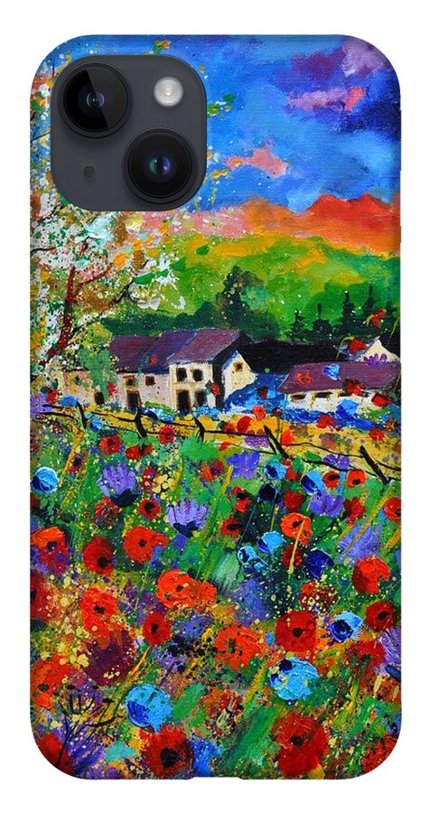Poppies iPhone 14 Case featuring the painting Poppies in Sorinnes by Pol Ledent