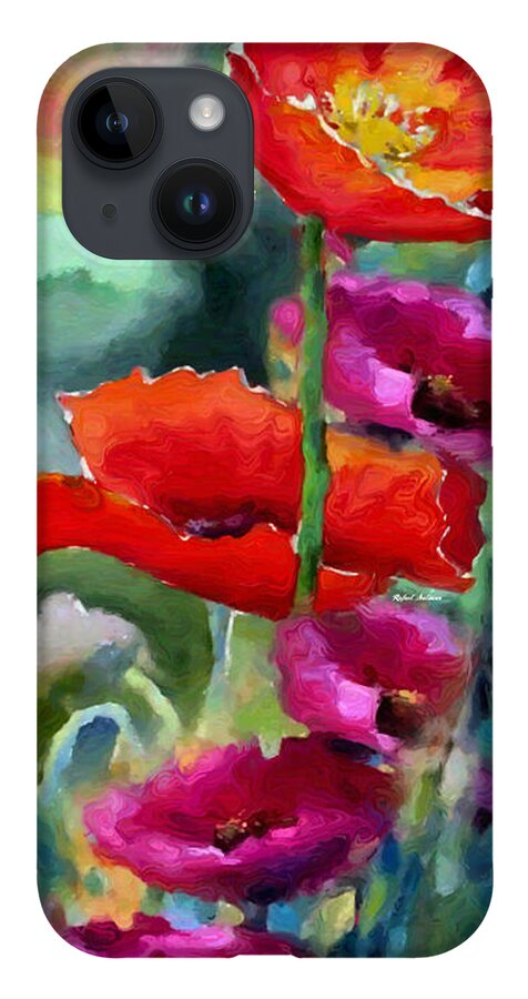Rafael Salazar iPhone Case featuring the painting Poppies in watercolor by Rafael Salazar