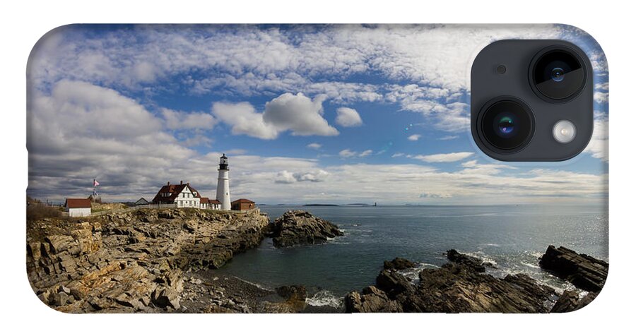 Seascape. Light House iPhone 14 Case featuring the photograph Portland Head Light Seascape by Kirkodd Photography Of New England