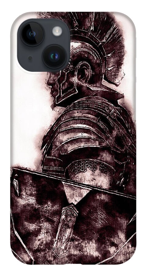 Roman Legion iPhone 14 Case featuring the painting Portrait of a Roman Legionary - 33 by AM FineArtPrints