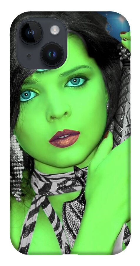 Fantasy iPhone Case featuring the painting Portrait Of An Alien Girl by Jon Volden