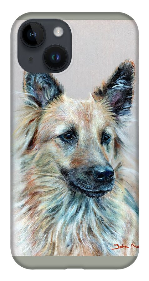 German Shepherd iPhone 14 Case featuring the painting Portrait of Sasha by John Neeve