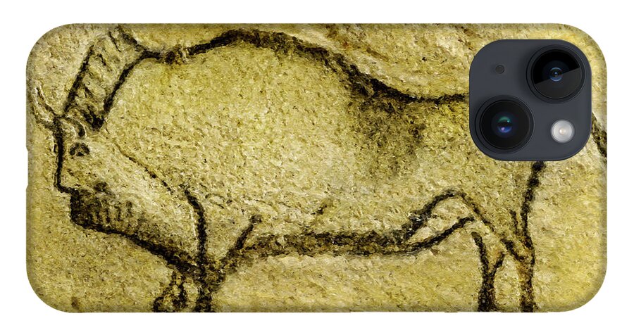 Bison iPhone 14 Case featuring the digital art Prehistoric Bison 2 - La Covaciella by Weston Westmoreland