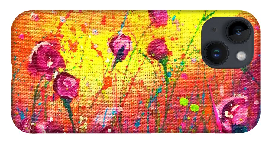 Flowers iPhone 14 Case featuring the painting Pretty In Purple by Tracy Bonin