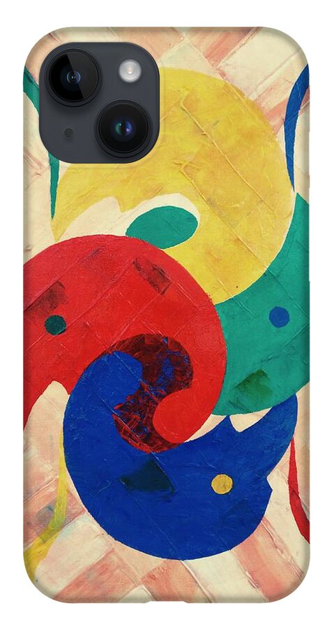  iPhone 14 Case featuring the painting Primary plus by Ray Khalife