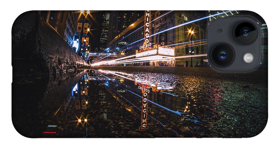 Chicago iPhone 14 Case featuring the photograph Puddle nights on State Street by Jay Smith