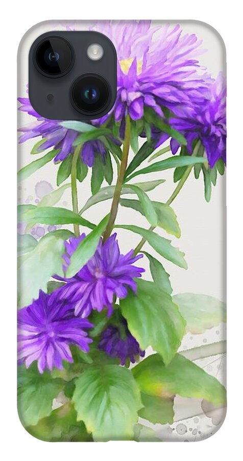 Floral iPhone 14 Case featuring the painting Purple Aster by Ivana Westin