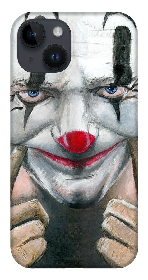 Clown iPhone 14 Case featuring the painting Put on a Happy Face by Matthew Mezo