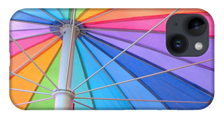 Umbrella iPhone 14 Case featuring the photograph Rainbow Umbrella by Cathy Kovarik