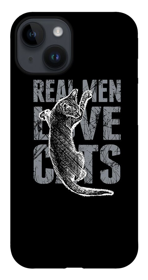 Cat iPhone 14 Case featuring the digital art Real Men Love Cats by Garaga Designs