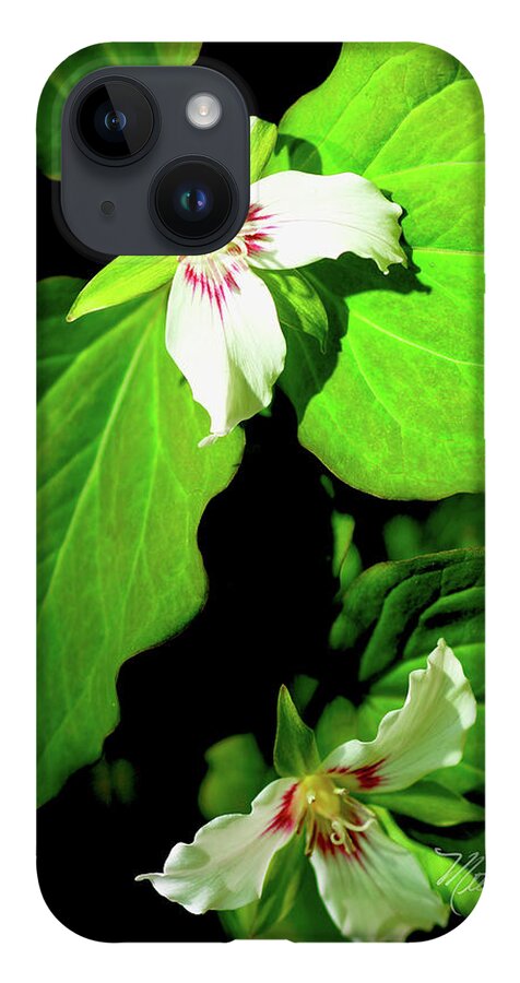 Painted Trilliums iPhone 14 Case featuring the photograph Painted Trilliums by Meta Gatschenberger