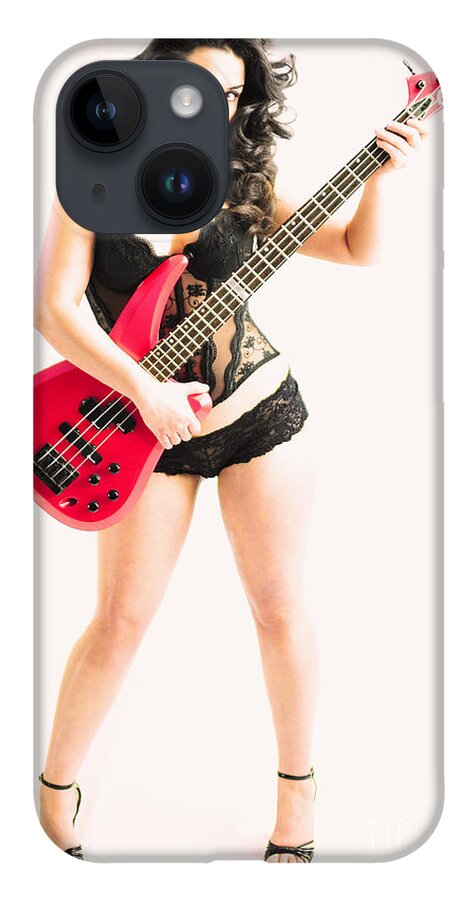 Red iPhone Case featuring the photograph Red bass guitar by Robert WK Clark