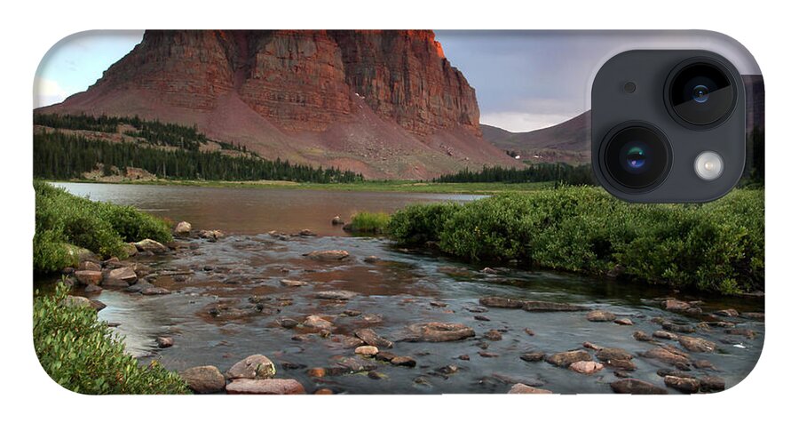 Utah iPhone 14 Case featuring the photograph Red Castle Sunset with last light of the day by Brett Pelletier
