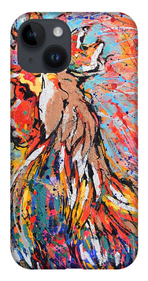 Rooster iPhone 14 Case featuring the painting Red Crown Rooster by Jyotika Shroff