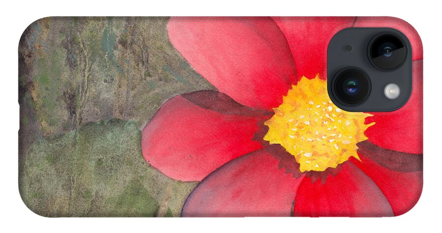 Watercolor iPhone 14 Case featuring the painting Red Flower by Ken Powers