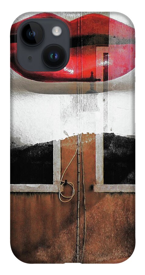 Lips iPhone Case featuring the photograph Red lips and old windows by Gabi Hampe