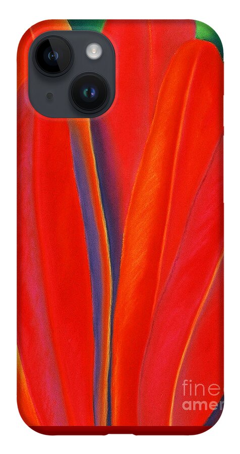 Red iPhone 14 Case featuring the painting Red Petals by Lucy Arnold