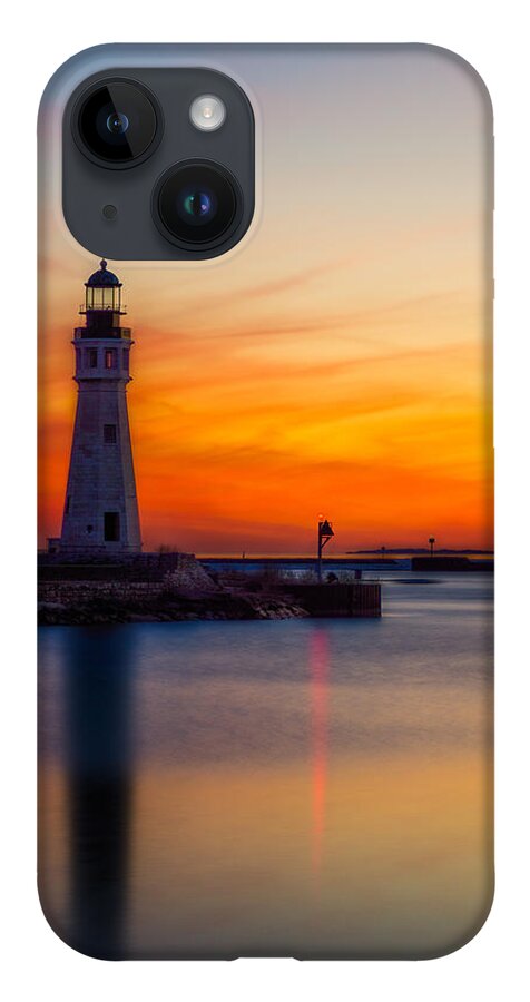 Buffalo Lighthouse iPhone 14 Case featuring the photograph Red Skies at Night by Chris Bordeleau