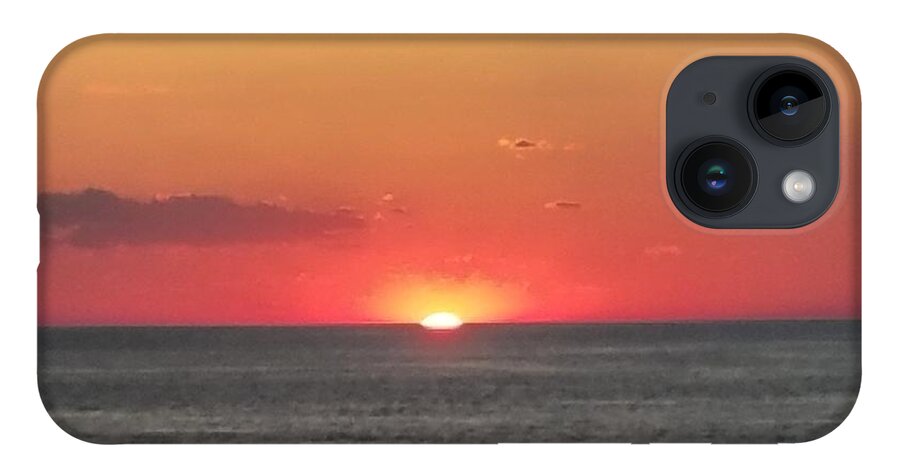Sunset iPhone 14 Case featuring the photograph Red Sun Sets Over Ocean by Vic Ritchey