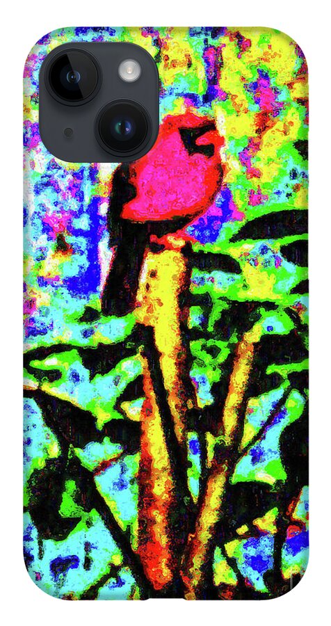 Chromatic Poetics iPhone Case featuring the digital art Redbird Dreaming about Why Love is Always Important by Aberjhani