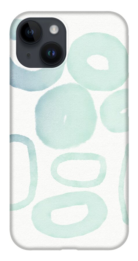 Circles iPhone 14 Case featuring the mixed media Reflecting Pools- Art by Linda Woods by Linda Woods