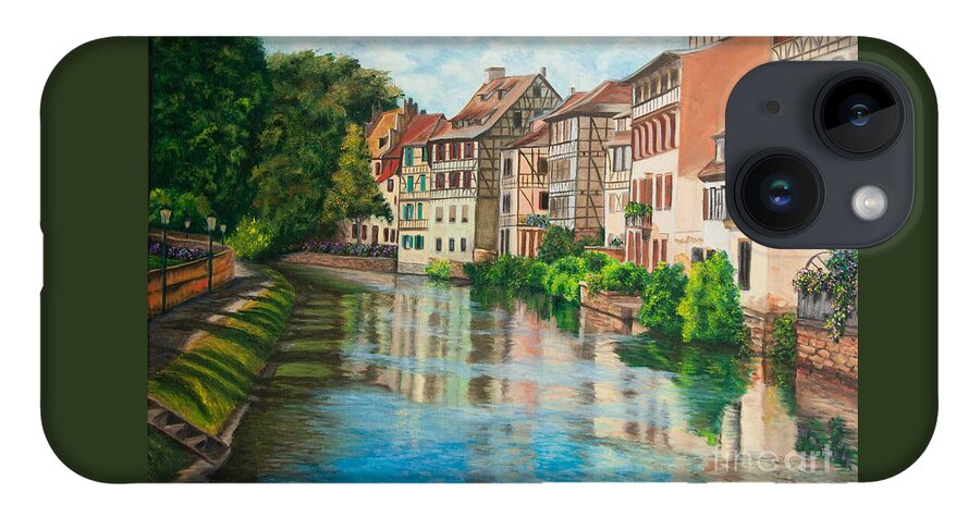 Strasbourg France Art iPhone 14 Case featuring the painting Reflections Of Strasbourg by Charlotte Blanchard