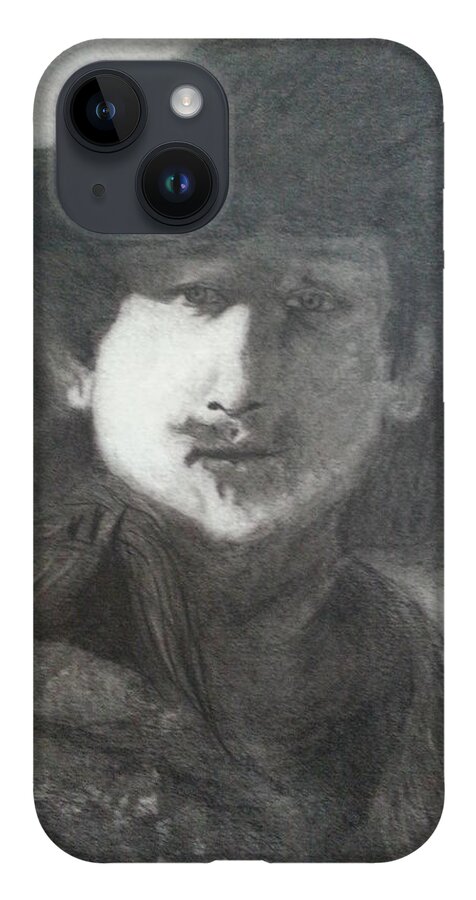 Rembrant iPhone 14 Case featuring the drawing Rembrandt by Amelie Simmons