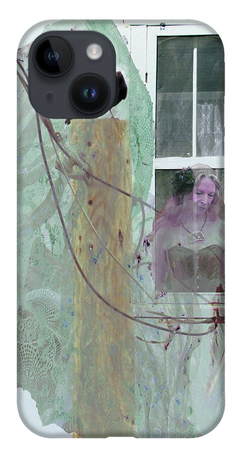 Girl At Window iPhone 14 Case featuring the photograph Remembered Bird Song by Feather Redfox