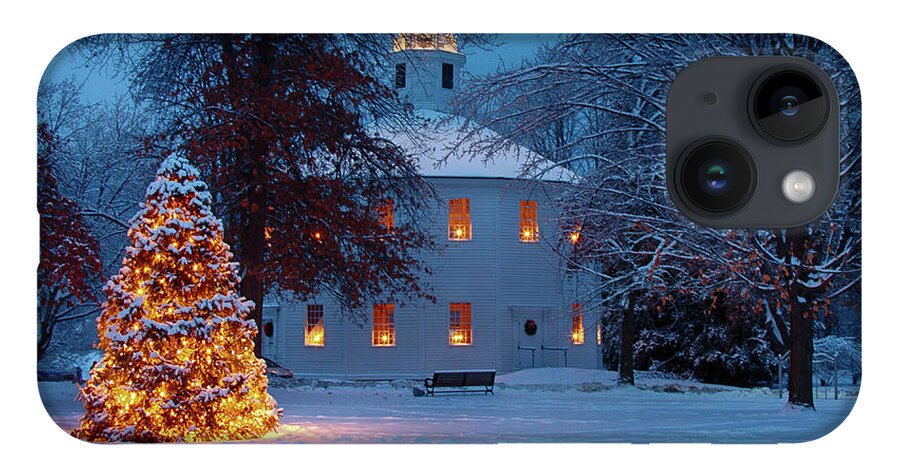 Round Church iPhone Case featuring the photograph Richmond Vermont round church at Christmas by Jeff Folger