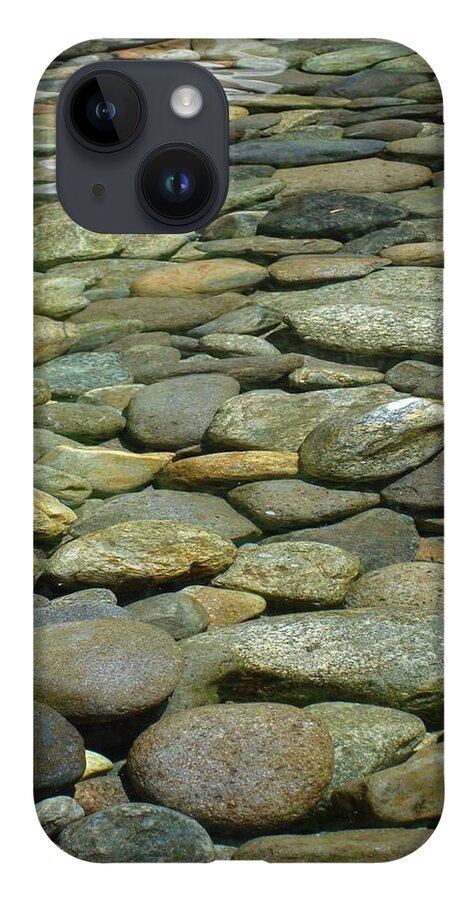 Cool iPhone 14 Case featuring the photograph River Rock by Sherry Clark