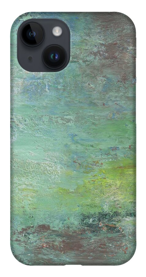 Abstract iPhone 14 Case featuring the painting River Shallows 2 by Marcy Brennan