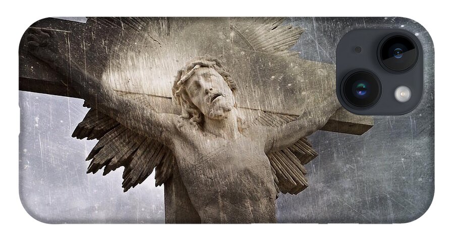 Jesus iPhone 14 Case featuring the photograph Riverside Cemetery Cross by Gia Marie Houck