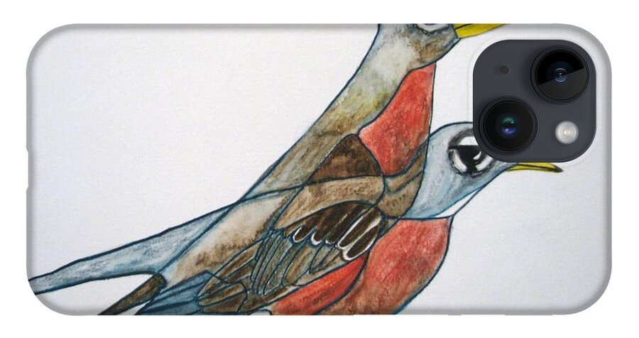  iPhone 14 Case featuring the painting Robins Partner by Patricia Arroyo