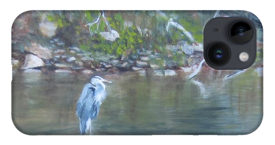 Blue Heron iPhone Case featuring the painting Rock Star by Paula Pagliughi