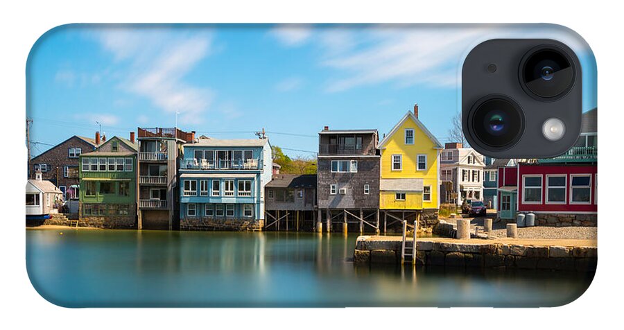 Rockport Port Long Exposure Water Ocean Atlantic Blue Skies Clouds Dock Waterfront Water Sea Massachusetts Mass Oceanfront Houses Homes Buildings Neutral Density Nd Filter Brian Hale Brianhale iPhone 14 Case featuring the photograph Rockport Dock by Brian Hale