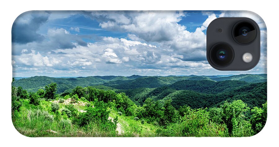 Eastern Ky iPhone 14 Case featuring the photograph Rolling hills and Puffy Clouds by Lester Plank