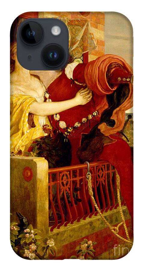 Ford Madox Brown iPhone 14 Case featuring the painting Romeo and Juliet parting on the balcony by MotionAge Designs