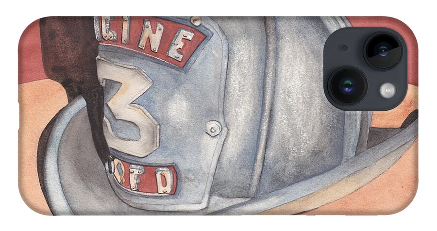 Fire iPhone Case featuring the painting Rondo's Fire Helmet by Ken Powers