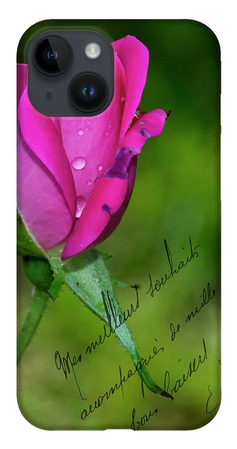 Note Card iPhone 14 Case featuring the photograph Rose Notes by Cathy Kovarik