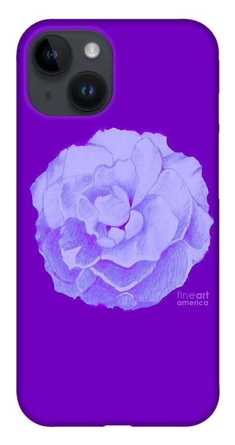 Rose iPhone 14 Case featuring the digital art Rose On Purple by Helena Tiainen